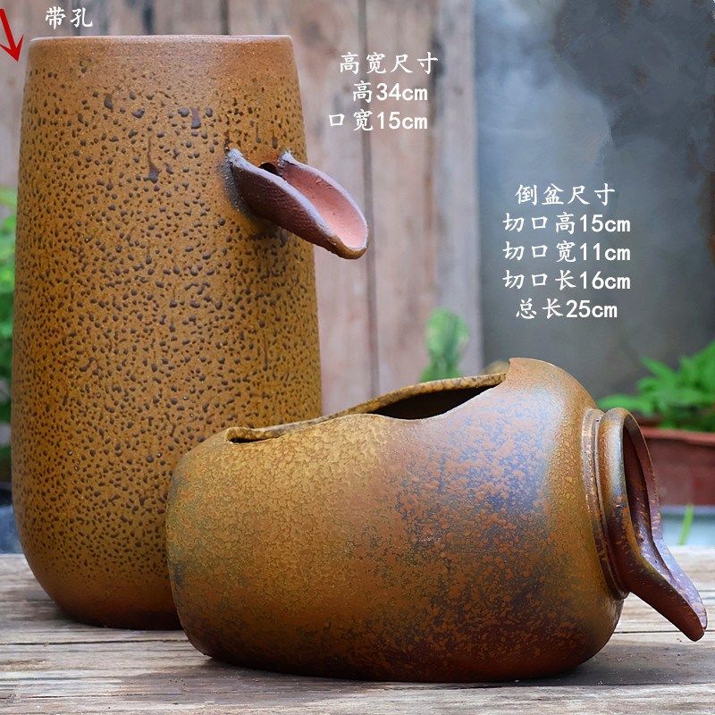 手工复古陶罐水i培花盆民宿酒店庭院鱼缸造景水循环过滤流水摆件,鲜花速递/花卉仿真/绿植园艺,花盆,淘宝优惠券,粉丝福利购,淘宝优惠卷