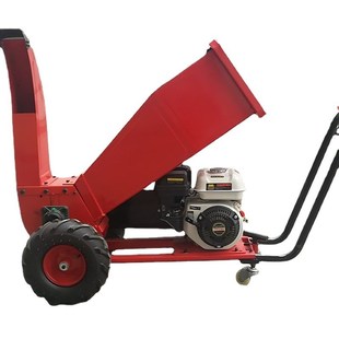 厂家跨境小型移动卧式红色汽油秸杆枝条粉碎机树枝树叶林碎枝