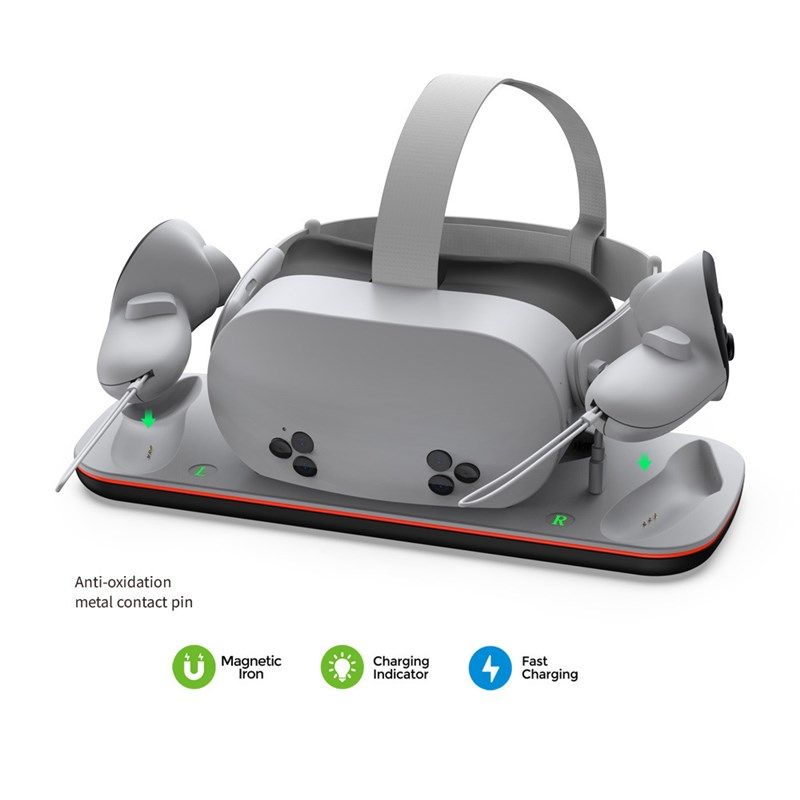 适用Meta Quest 3S VR头盔充电底座Quest3手柄触点座充带LED灯条