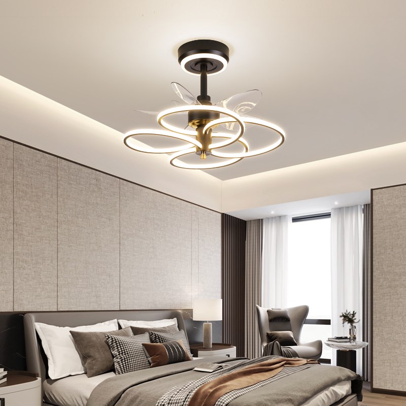 餐厅吊扇灯简约现代家用卧室小客厅智能风扇灯一体变频大风力吊扇