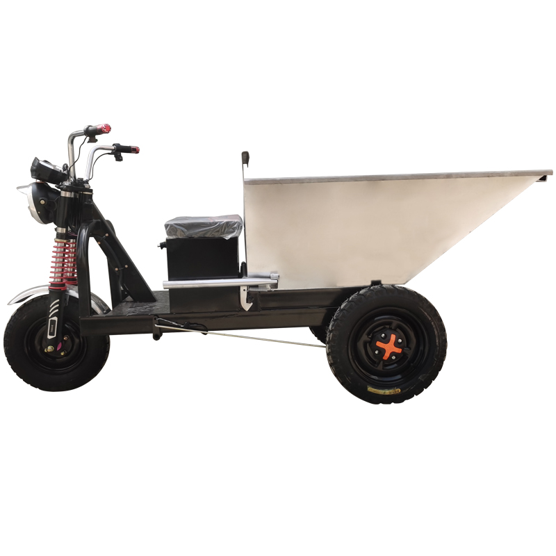 养殖场拉粪三轮车电动不锈钢农用小型自卸翻斗工地拉沙拉砖灰斗车