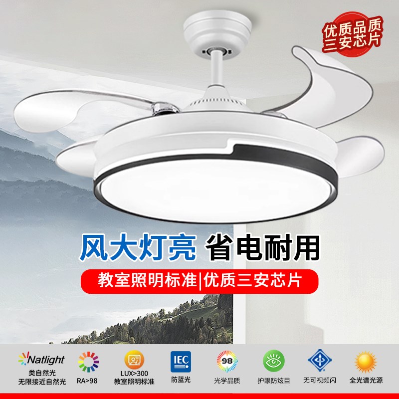全光谱隐形风扇灯2025新款护眼吊扇灯卧室客厅家用现代简约电扇灯