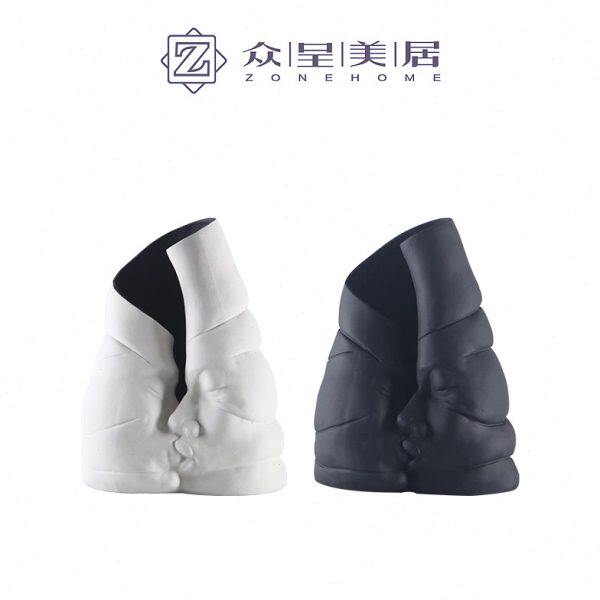北欧简约抽象人脸雕塑花瓶摆件现代样板间酒店客厅家居创意插花器