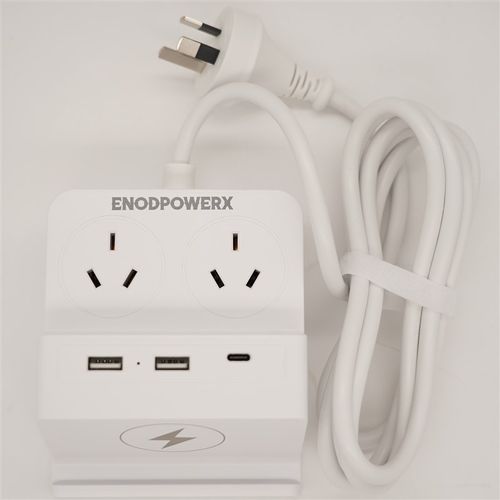 出美亚的ENODPOWERX 带USB充电功能的6合1插线板插排2米手机支架