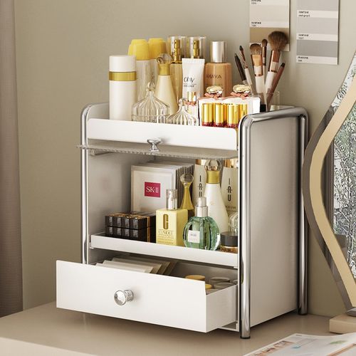 网红轻奢化妆品收纳盒防尘桌面收纳箱梳妆台口红盒护肤品刷置物架