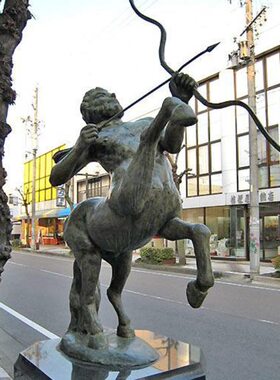 玻璃钢铸铜十二星座丘比特小孩射箭射手座雕塑户外小区园林景观