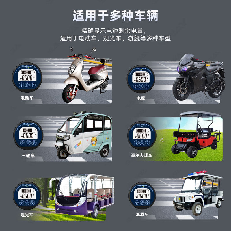 TR16防水库仑计电瓶电动车电摩三轮车电量显示器表电池容量检测仪