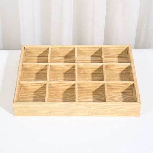木制钥匙收纳盒创意门口玄关零钱桌面收纳盘抽屉分隔木质杂物置物