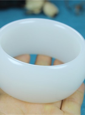 新疆和田玉白玉手镯宽版加宽加大手镯轮胎版白玉手镯玉石镯子