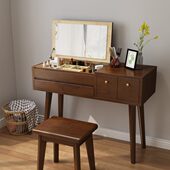实木化妆桌北欧轻奢现代简约橡木小户型带化妆台梳妆台镜子卧室