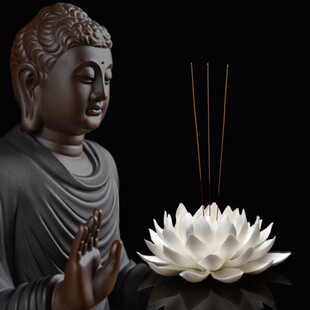 摆件香插墨大号炉线香染香座室内家用陶瓷烧手工香莲花留供佛供奉