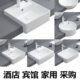宾馆柜洗脸盆池台盆挂式 盆半半酒店台中盆挂 洗手盆正方形半嵌入式