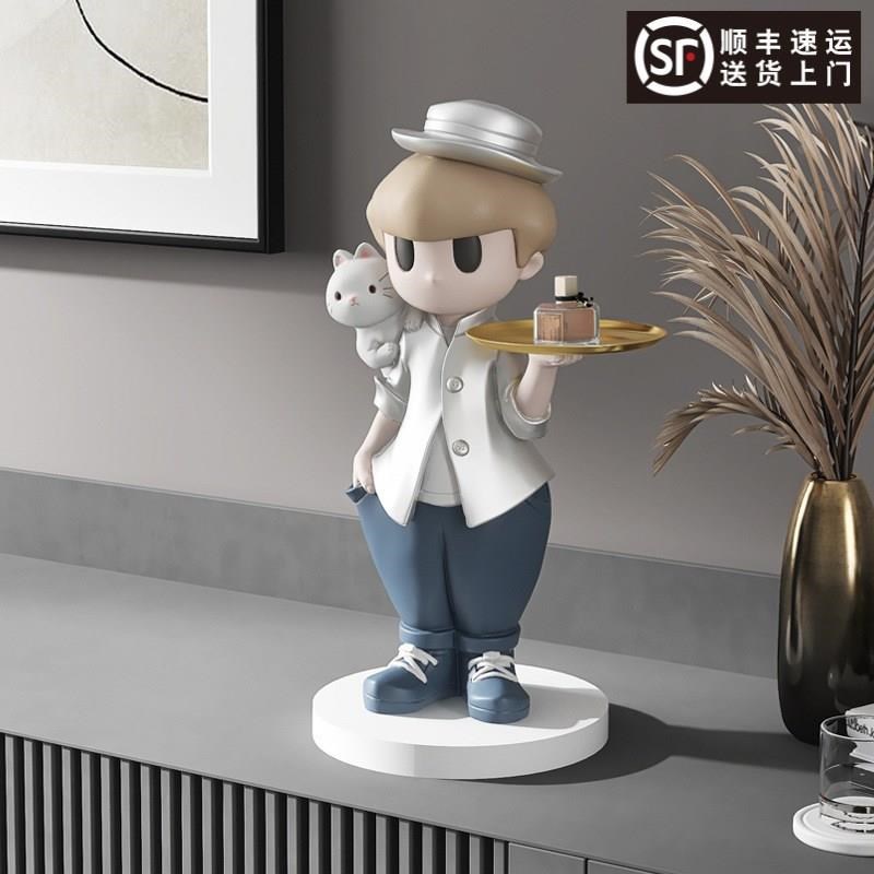 进门玄关钥匙收纳托盘摆件t家居装饰品客厅电视柜托盘乔迁礼工艺