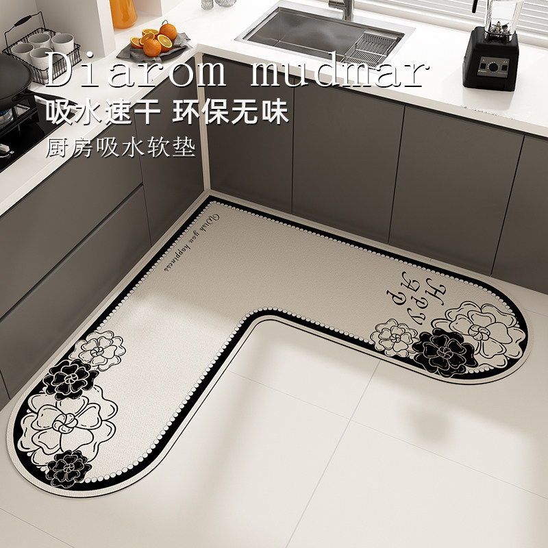 转角l型法式厨房地垫地毯垫家用C防滑防油可擦免洗吸水硅藻泥专用,居家布艺,厨房地垫,淘宝优惠券,粉丝福利购,淘宝优惠卷
