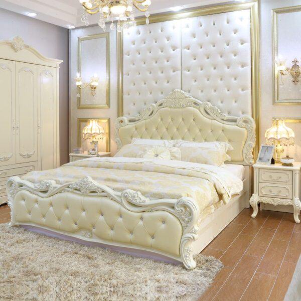 公主床雕花欧式床双人床田园床1.8米实木床储物婚床卧室成套家具