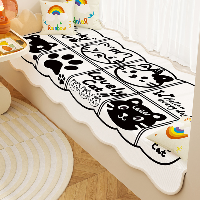 四季通用主卧异形飘窗垫防滑可水洗窗台坐垫卡通T多尼尔阳台垫垂