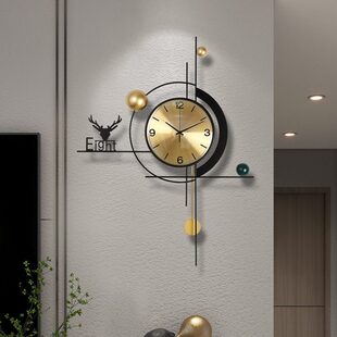 钟表挂表餐厅现代客厅挂饰风极简免打孔时钟挂钟高档个性创意轻奢