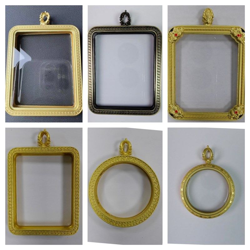 嘎乌盒外壳空盒装藏专用吊坠玻璃盖板F唐卡壳子双面金色圆形壳防