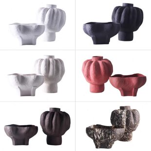 客厅电视柜南瓜花器装饰品北欧创意花瓶会所售楼处酒店新中式陶瓷