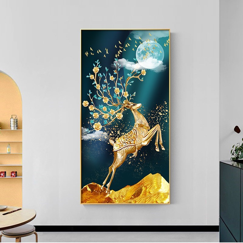 网红新款入e户玄关道装饰正画对门客厅过大气挂画现代简约玄幻走