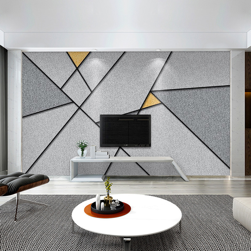 客厅电视背景墙纸无缝现代简约北欧风格H家装几何图墙布影视墙壁