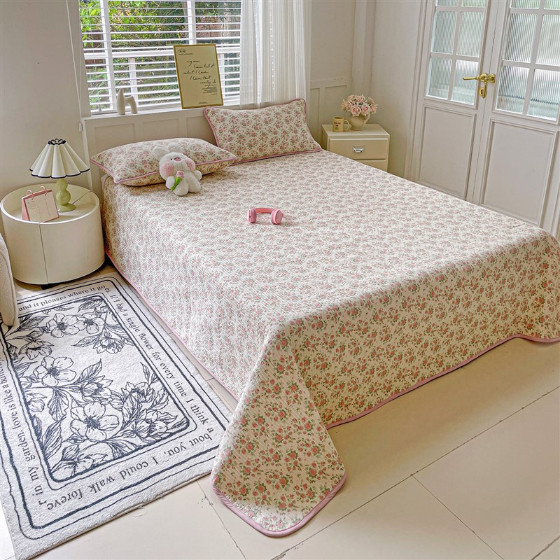 水洗棉床盖e单件三件套加厚夹棉床单四季通用榻榻米床单人宿舍床
