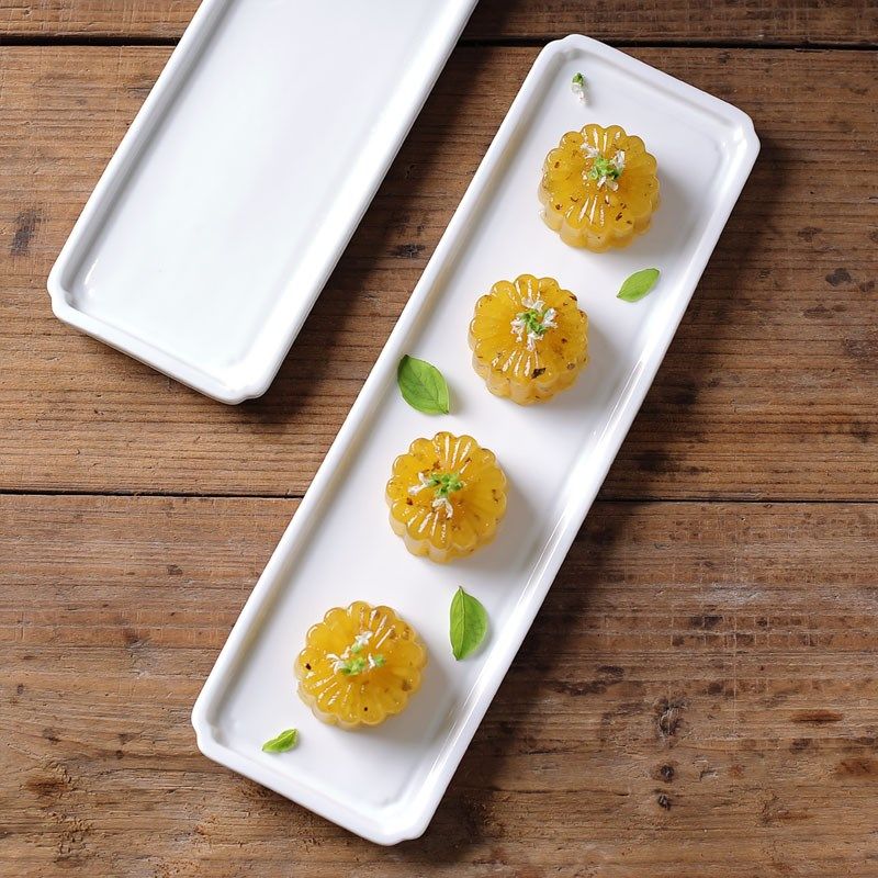 中式餐厅糕点盘创意小p吃陶瓷盘长方形点心盘冷菜摆盘特色长条平