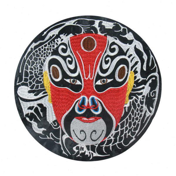 中国风帖贴洞装饰圆形小号衣服补丁民族风刺绣布贴大个性京剧脸谱