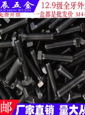 包邮螺栓牙16M12.9M盒装级M8M20全M外六角螺丝M6强度184M5高14M10