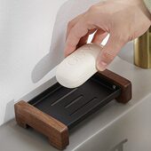 置物架家用黑色轻奢洗漱台台面香皂格实木高档肥皂盒风新中式 创意
