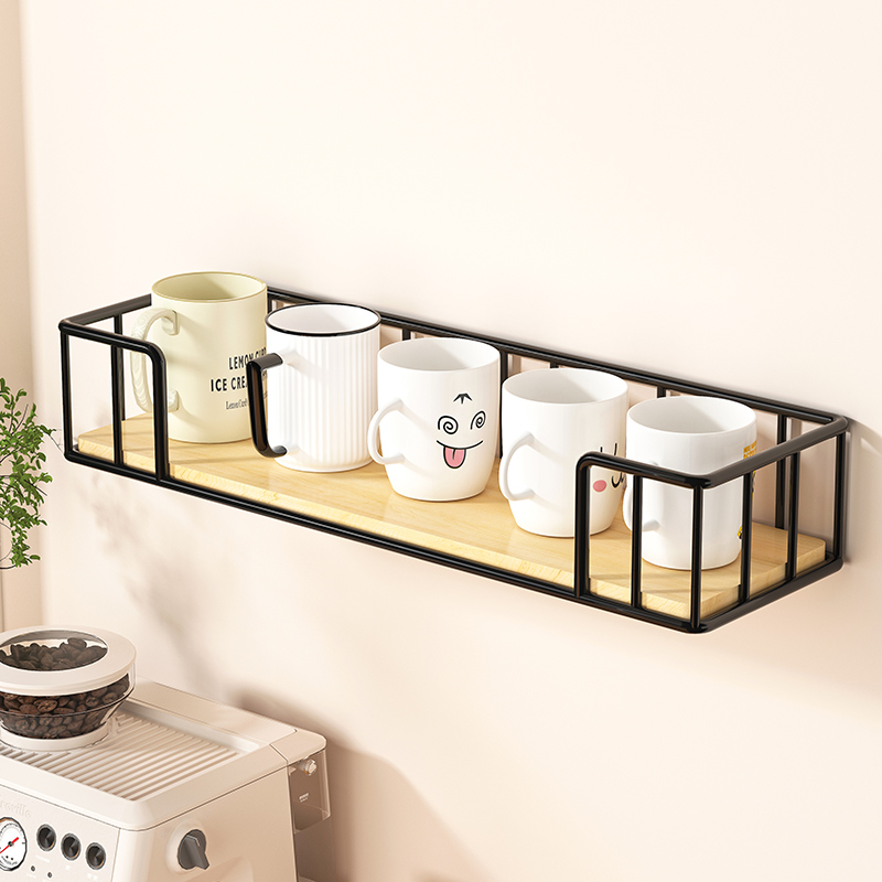家用墙上放杯子收纳架置物架杯架水杯茶I杯壁挂式咖啡杯储物架厨