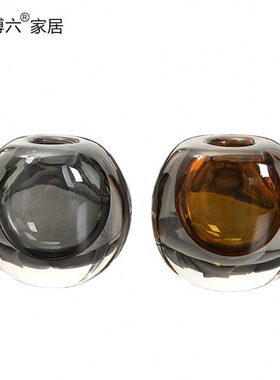 灰色装饰品器插花创意轻奢客厅摆设茶几花瓶摆件透明现代简约玻璃