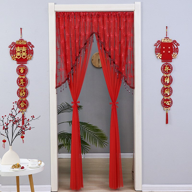 法式田园四季帘门帘半帘卧室防蚊装饰帘窗帘Q厨房弧形帘帘子挂帘