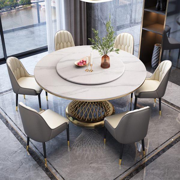 轻奢岩板餐桌椅组合家用小户型大理石圆桌现代简约带转盘圆形饭桌,住宅家具,岩板餐桌,淘宝优惠券,粉丝福利购,淘宝优惠卷