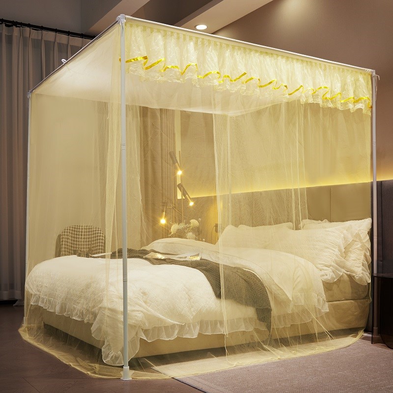 新款防尘顶蚊帐烤漆加厚支架夏天落地广东穿杆纹帐高S级2024免安