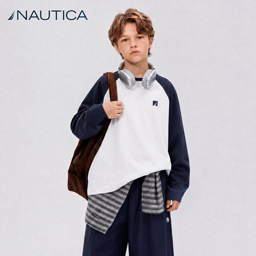 吸湿速干儿童抗菌长袖T恤中大童青少年26夏NAUTICA新款户外秋休闲