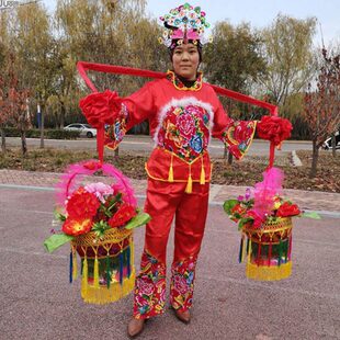 挑花社花篮婚挑锄戏曲戏剧庆表舞花篮火舞台道具演秧歌喜舞蹈花挑