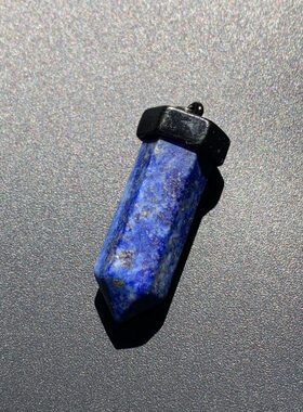 青金石能量石柱吊坠尖六棱天然尼泊尔双项坠打磨项链水晶原石复古