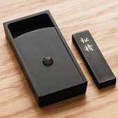 小非歙砚小楷笔不干老坑带盖密封迷你房歙县文砚台朱砂果青便携式