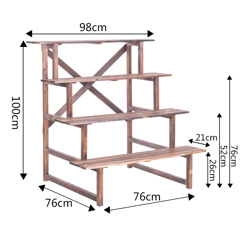 防腐木阳台转角花架室外三角落地多肉大花盆架实木墙角Z多层置物