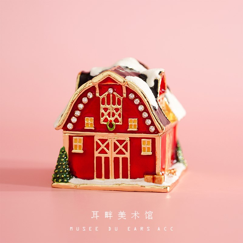 A2024圣f诞礼物雪人雪屋首饰收纳盒小型高档精致时尚礼盒新年礼物