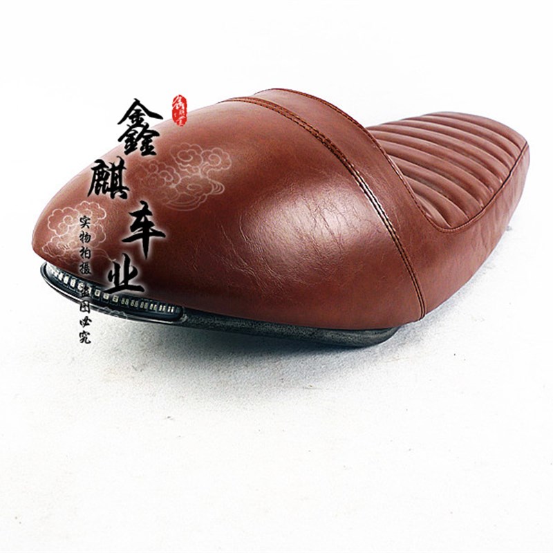 复古摩托改装坐垫适用于 SR400 鑫源400 驼峰座垫 咖啡改装座垫