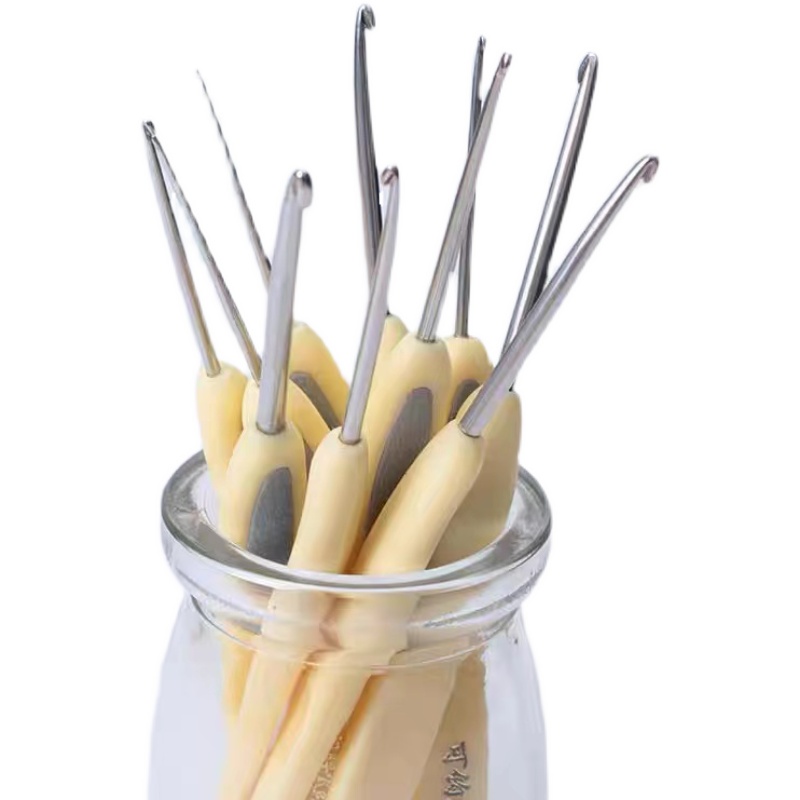 可钩牌防滑手柄潮州前陇纯不锈钢勾针手工打磨毛线毛衣编织工具