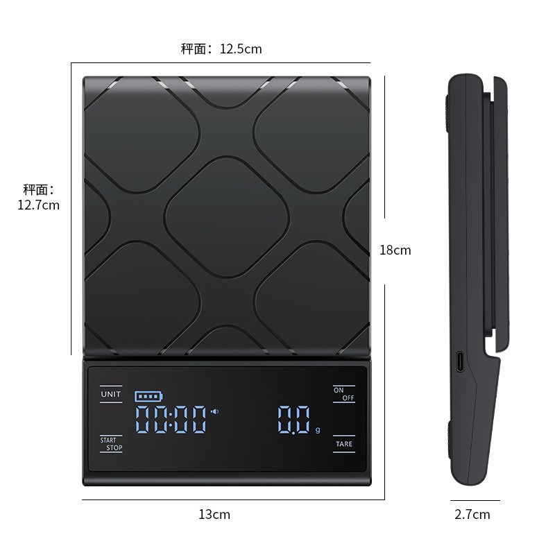 家用厨房手冲意式电子秤计时食物咖啡精准克数自动称重烘焙高精度
