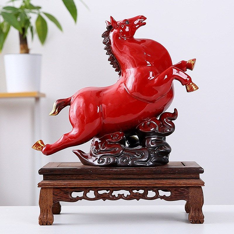 创意招财大小马摆件家居客厅办公室电视柜陶瓷装饰工艺品开业礼品,特色手工艺,其他特色工艺品,淘宝优惠券,粉丝福利购,淘宝优惠卷