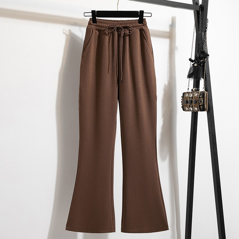 微喇运动裤女春秋2024年新款大码高腰显瘦休闲小个子美式喇叭卫裤