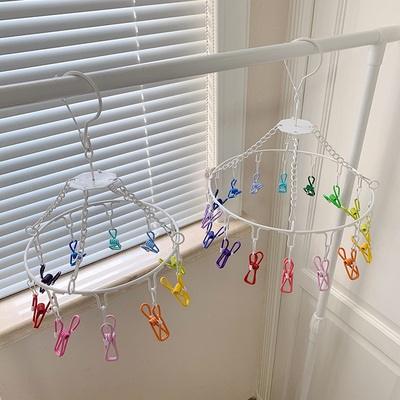 可爱家用成人多夹子晒袜子内衣晾衣架多功能防风儿童圆形铁艺衣架