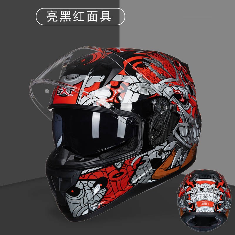 GXT摩托车头盔全覆式机车全盔男女个性酷双镜片骑行秋冬四季DOT