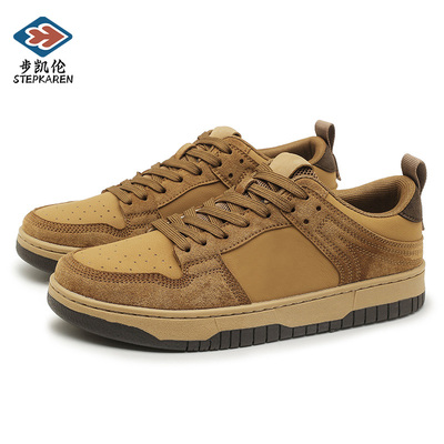 步凯伦男鞋2025潮牌高级感百搭休闲青少年潮板鞋防水防滑厚底增高
