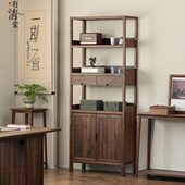 博古架收纳架架子实木置物架有清家用博物架 摆件堂小型黑胡桃木